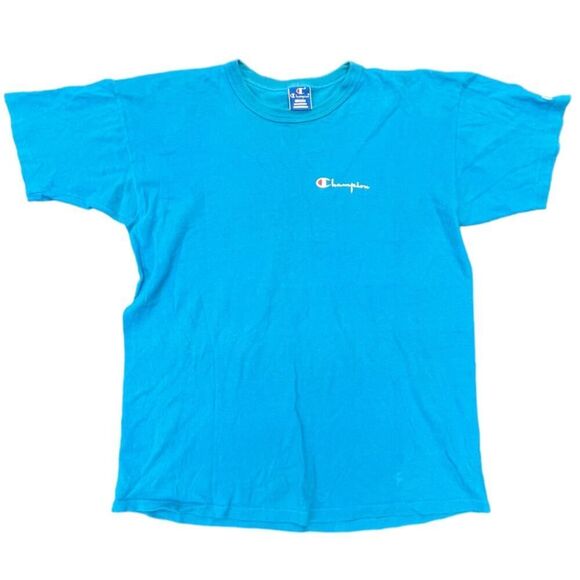 Lady’s 90s minimalist Champion blue T-shirt size XL - Picture 1 of 4